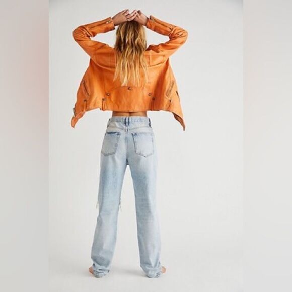 New Free People x We The Free Jealousy Leather Moto Jacket/ Size XS - Picture 5 of 10